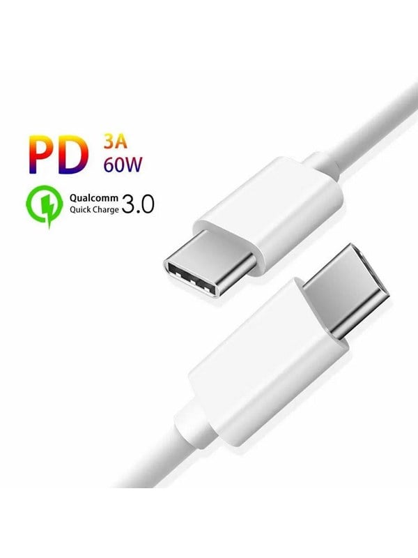 SiGN Fast Charging Cable USB-C to USB-C 60W - 3A - PD - 0.25m - White