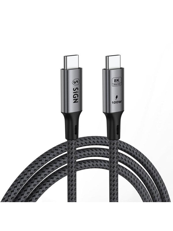 SiGN USB4 Thunderbolt 4 USB-C to USB-C Cable - 40Gbps - 8K 60Hz - 100W - 1.8m - Black/Grey