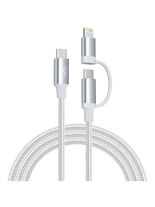 SiGN 2in1 USB-C to USB-C 60W PD 3A / Lightning 27W cable - 1m - White