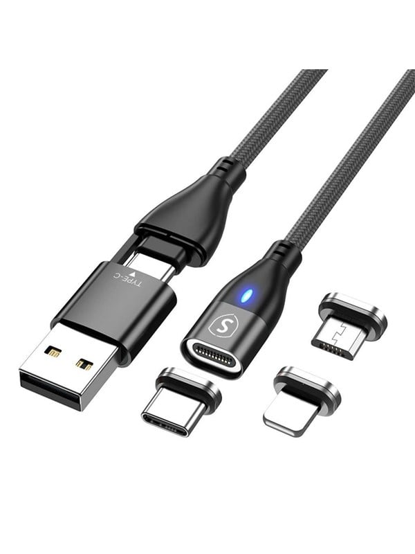 SiGN Magnetic cable 3-in-1 USB-C - Lightning - Micro-USB 2.4A - 1 m - Black