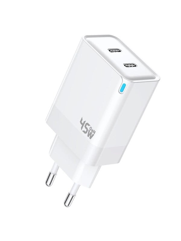 SiGN Dual USB-C PD Charger 45W for laptop and smartphones - White