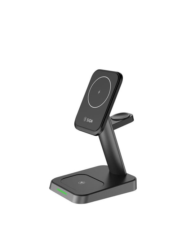 SiGN 3-in-1 15W Wireless MagSafe Charging Stand for iPhone - Apple Watch - Airpods - Black