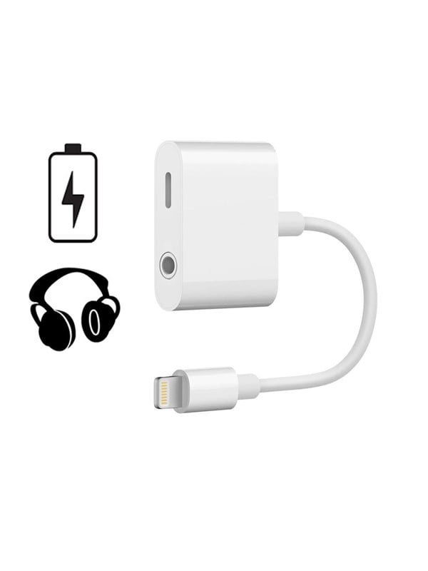 SiGN Lightning to 3.5mm Adapter for Audio & Charging - 12W - 10cm - White