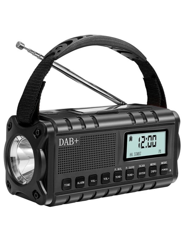 SiGN Emergency Radio DAB+/FM with Hand Crank/Battery/Solar Cells/USB Power - Black