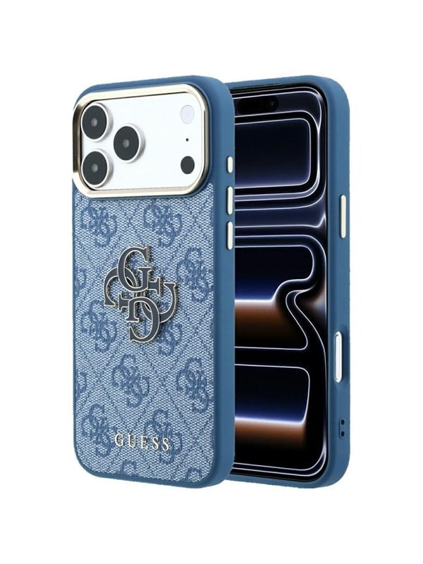 Etui Guess 4G & Big Resin Logo do iPhone 18 Pro Max / 17 Pro Max jasnoniebieski