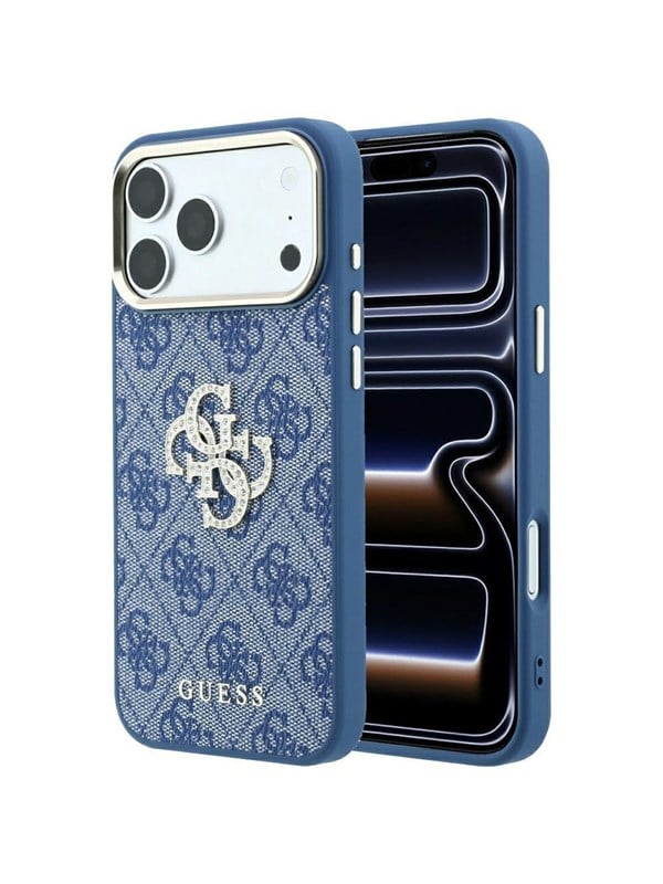 Etui Guess 4G & Big Strass Logo do iPhone 18 Pro / 17 Pro niebieski