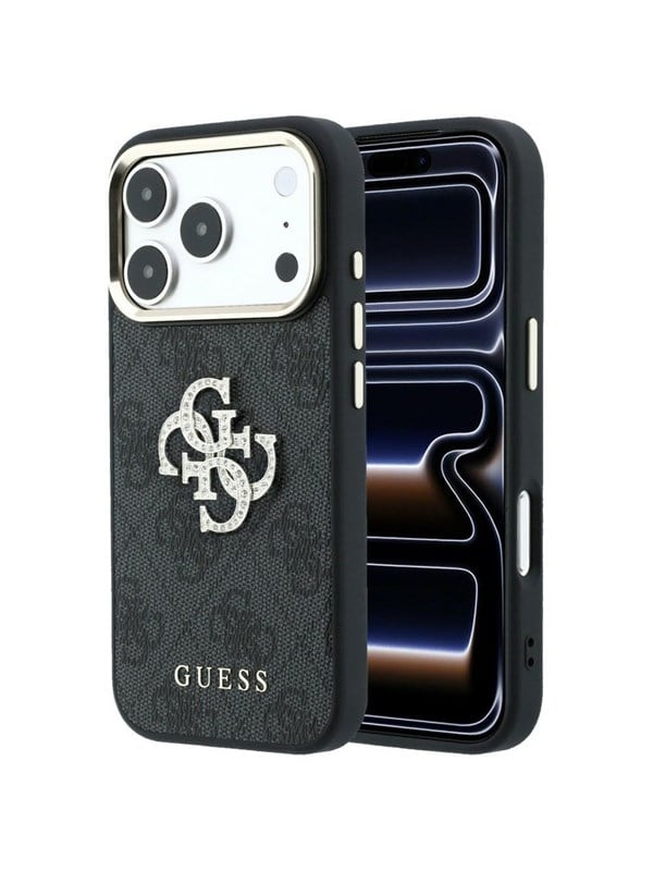 GUESS 4G & Big Strass Logo Case for iPhone 17 Pro Max / 18 Pro Max - Black