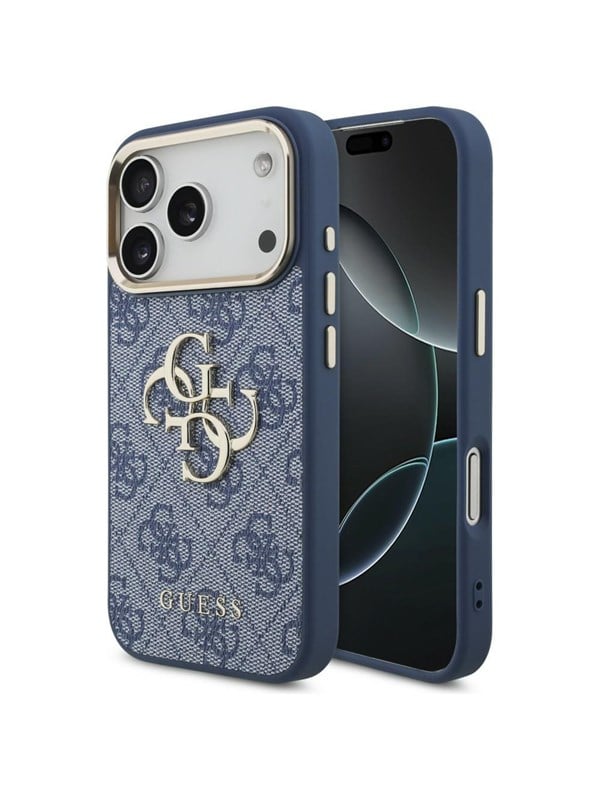 GUESS 4G Big 4G Classic Logo Case for iPhone 18 Pro / 17 Pro - Blue and Gold
