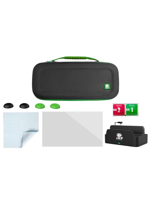 iMP TECH Protect and Charge Pack with Case Charge Dock Tempered Glass Screen Protector and 4 Thumb Grips - Black - Taske - Asus Rog Ally