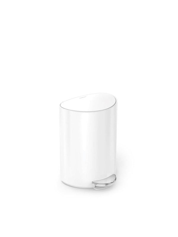 Simplehuman pedalspand - halvrund - 6 L - hvid