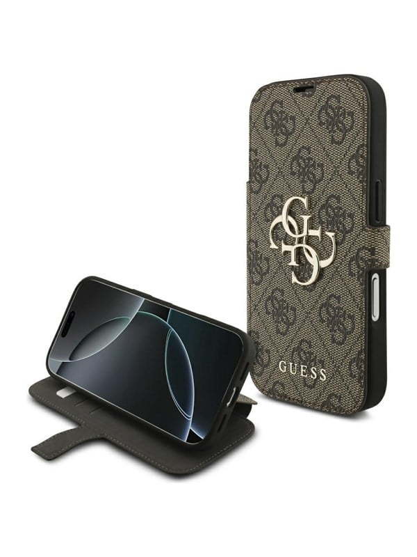 GUESS Book 4G Metal Logo Case for iPhone 18 Pro / 17 Pro - Brown