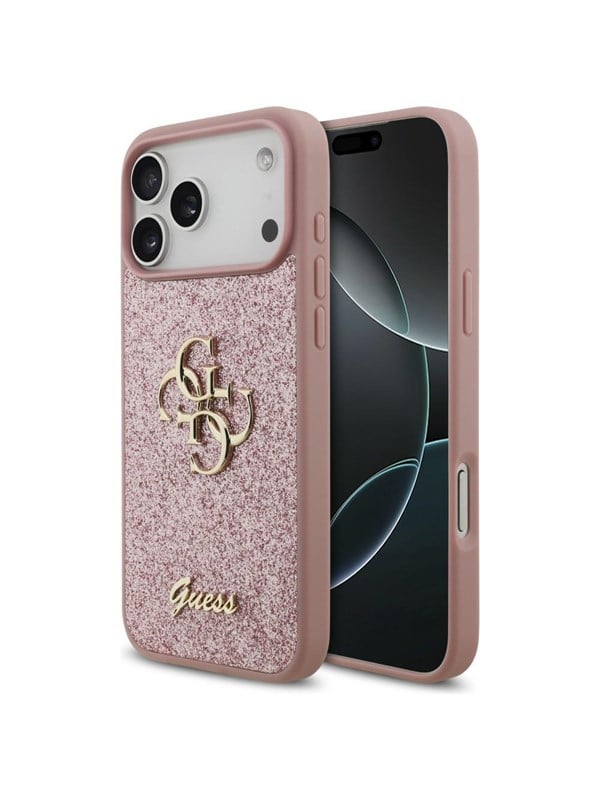 GUESS Fixed Glitter Big 4G Case for iPhone 18 Pro Max / 17 Pro Max - Pink