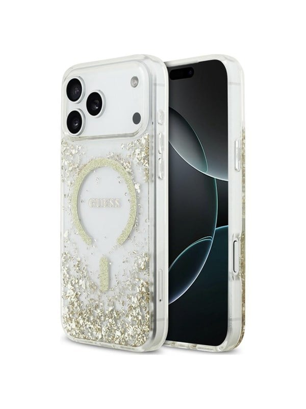 GUESS Resin Bottom Glitter MagSafe Case for iPhone 18 Pro Max / 17 Pro Max - Gold