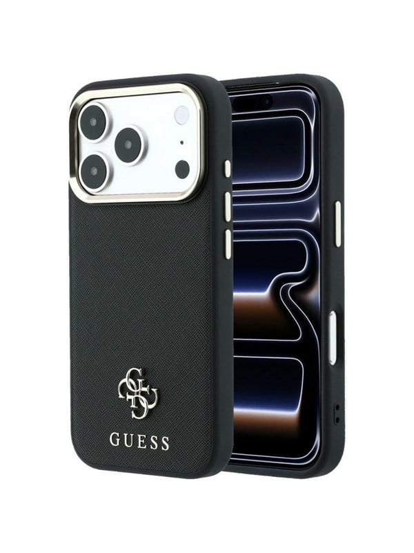 GUESS Saffiano Small 4G & Classic Logo MagSafe Case for iPhone 17 Pro Max / 18 Pro Max - Black