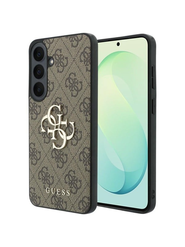 GUESS Leather 4G Metal Logo Case for Samsung Galaxy S26 FE - Brown