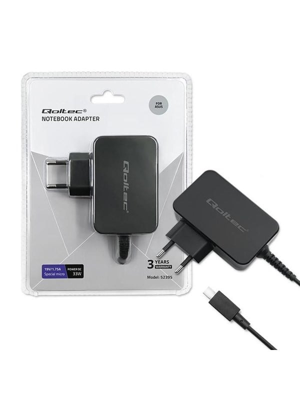 Qoltec 52395 strømforsyning til bærbar - 33 W - 19 V 1.75 A - Micro USB