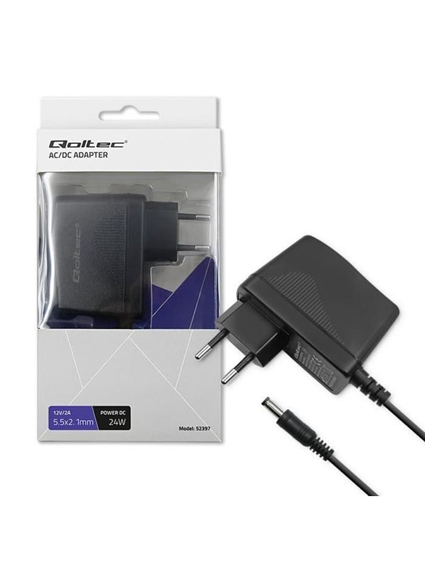 Qoltec Plug-in strømadapter 52397 - 12V 2A - 5.5x2.1 mm - 24W