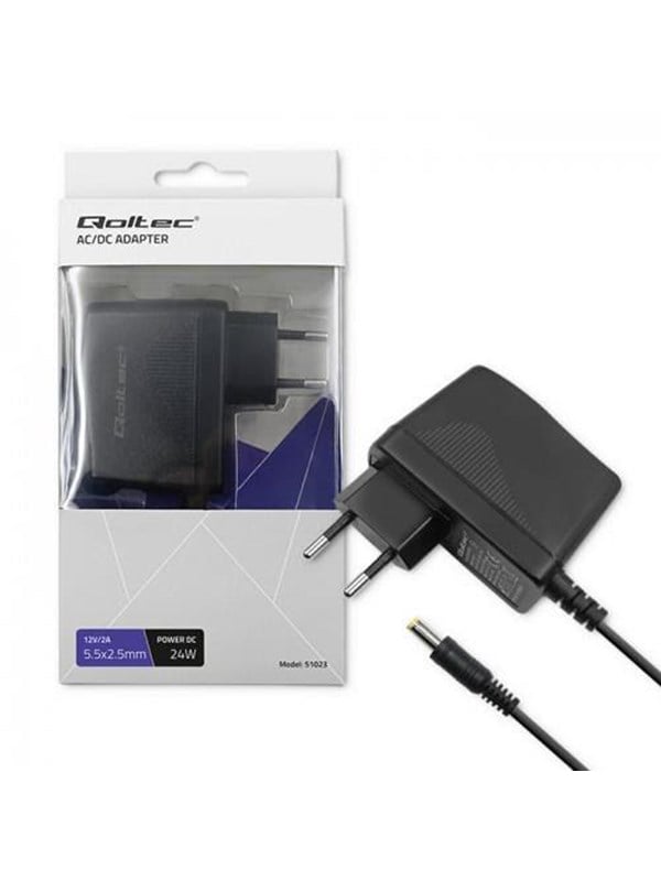 Qoltec Strømadapter 51023 - 24 W - 12 V 2 A - 5.5 x 2.5 mm
