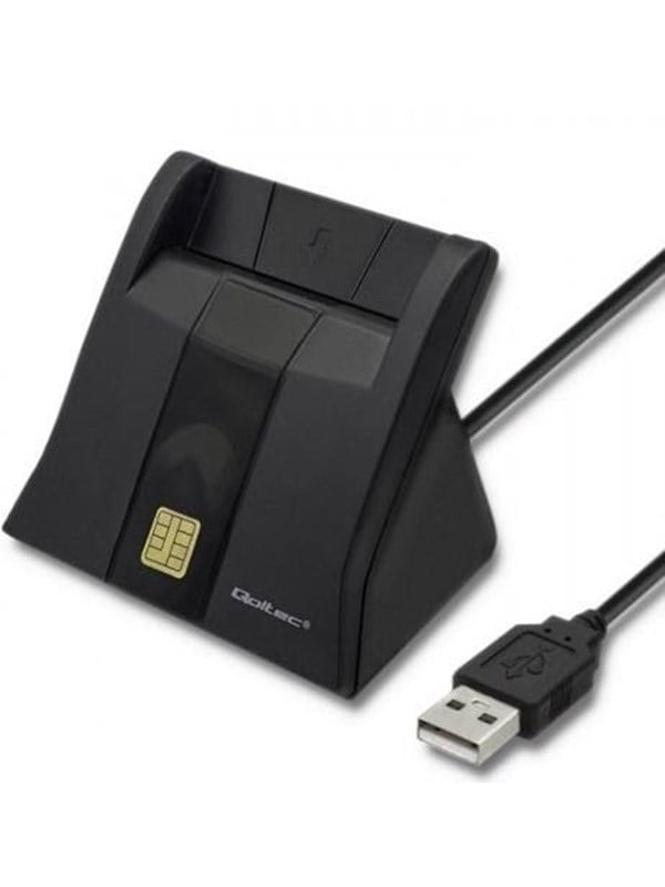 Qoltec 50643 Smart Card Reader - USB 2.0 - Sort
