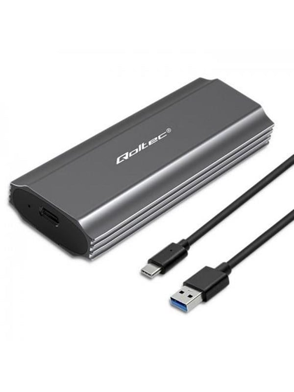 Qoltec NV2271 SSD kabinet - M.2 SATA/NVMe - USB-C 3.1 Gen 2 - Grå