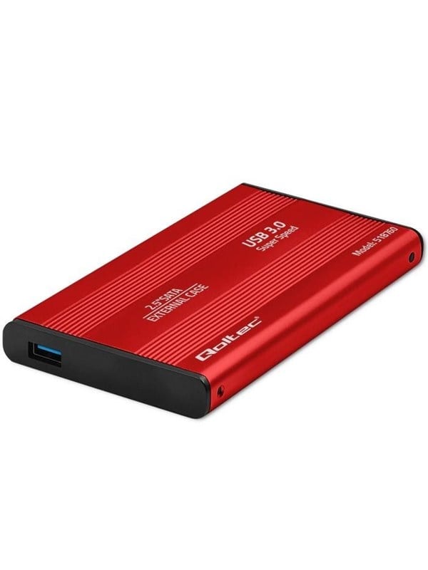Qoltec 51860 HDD/SSD kabinet - 2.5" SATA III - USB 3.0 - Rød
