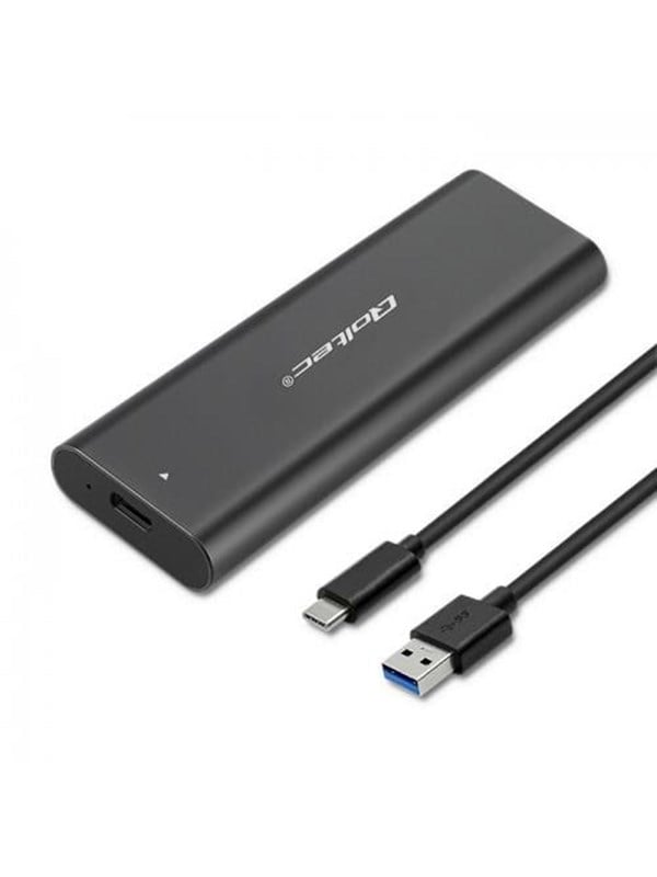 Qoltec SSD kabinet 50311 - M.2 SATA - USB-C - Sort