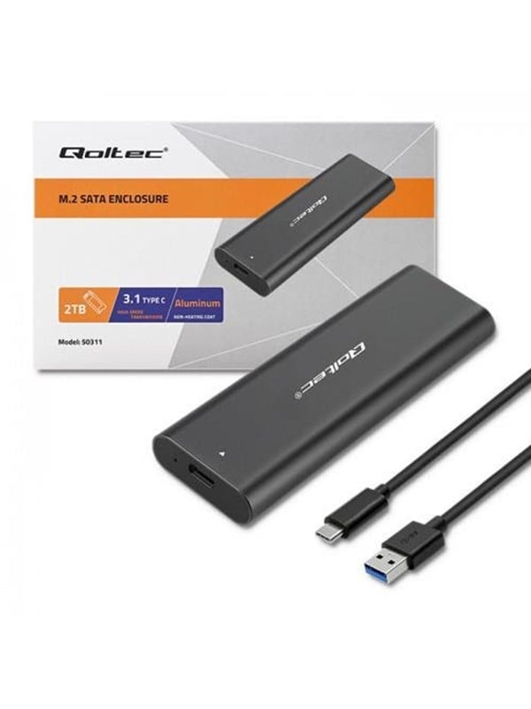 Qoltec M.2 NVMe SSD kabinet 50312 - USB-C 3.1 Gen 2 - Grafit