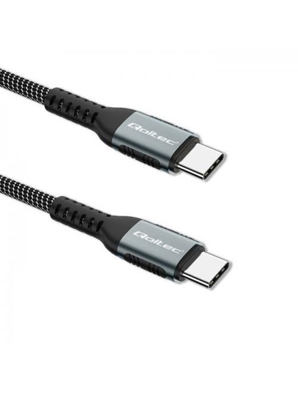 Qoltec 52358 USB-C til USB-C-kabel - 1.5 m - USB 2.0 - 100 W - Sort