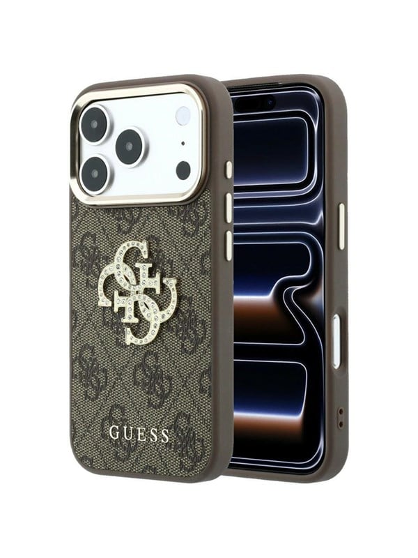 GUESS 4G & Big Strass Logo Case for iPhone 18 Pro / 17 Pro - Brown