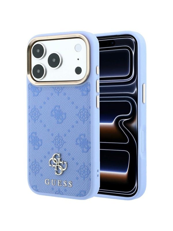 Etui Guess Peony 4G Small Logo MagSafe do iPhone 18 Pro / 17 Pro jasnoniebieski