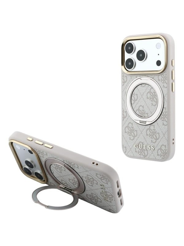 GUESS Ring Stand 360 4G Classic Logo MagSafe Case for iPhone 18 Pro / 17 Pro - Pink