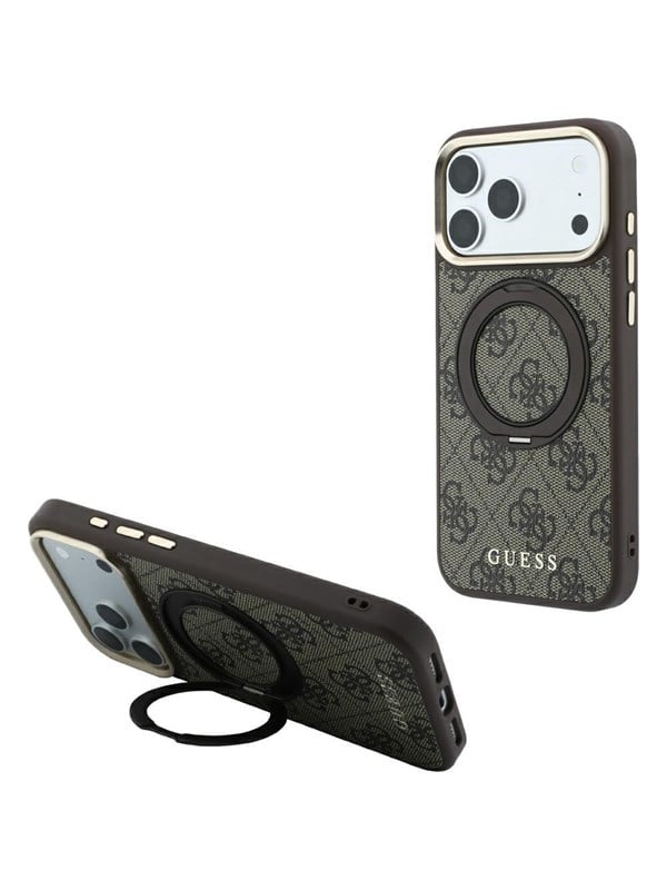 GUESS Ring Stand 360 4G Classic Logo MagSafe Case for iPhone 18 Pro Max / 17 Pro Max - Brown