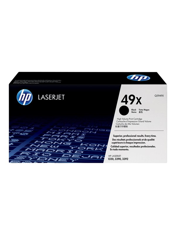 HP 49X - Højtydende - sort - original - LaserJet - tonerpatron (Q5949X) - for LaserJet 1320, 1320n, 1320nw, 1320t, 1320tn, 3390, 3392
