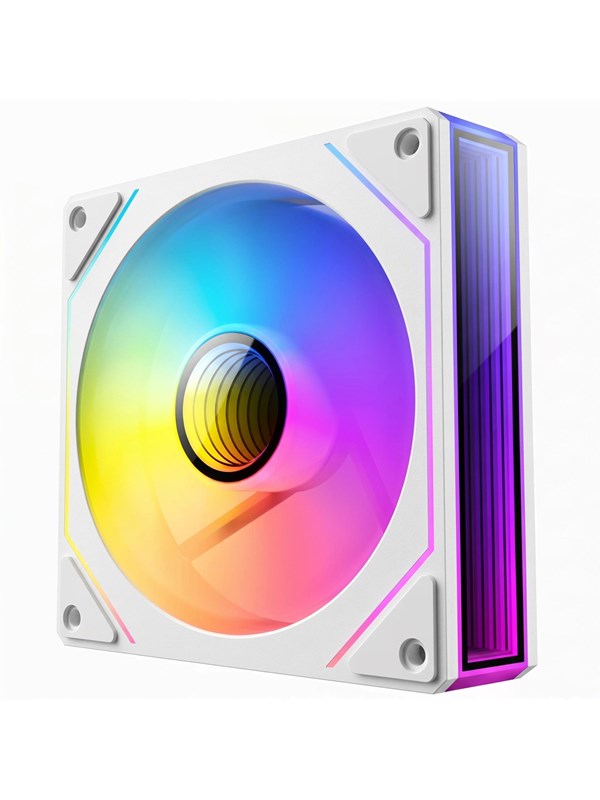 DUTZO INF 120 PWM ARGB Reverse (2-pack) - Kabinet køler - 120mm - Hvid med RGB LED lys - 28 dBA