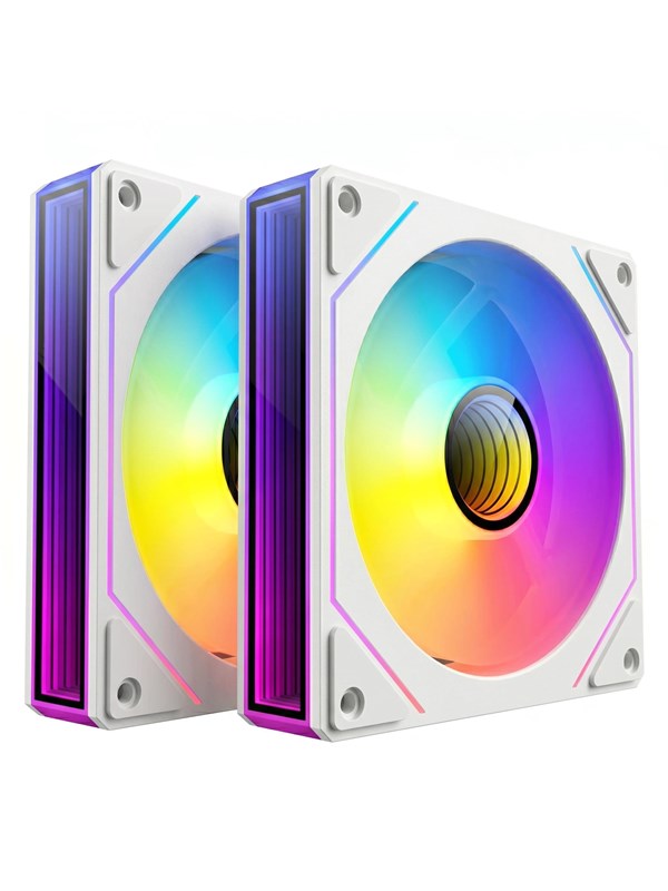 DUTZO INF 120 PWM ARGB White (2-pack) - Kabinet køler - 120mm - Hvid med RGB LED lys - 28 dBA