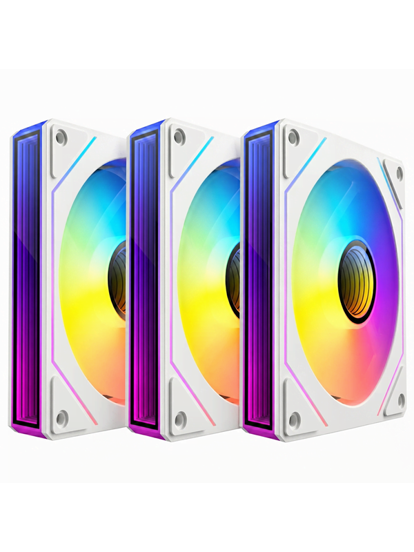DUTZO INF 120 PWM ARGB (3-pack) - Kabinet køler - 120mm - Hvid med RGB - 28 dBA