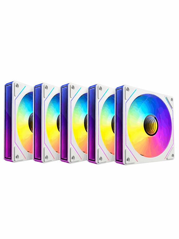 DUTZO INF 120 PWM ARGB (5-pack) - Kabinet køler - 120mm - Hvid med RGB - 28 dBA