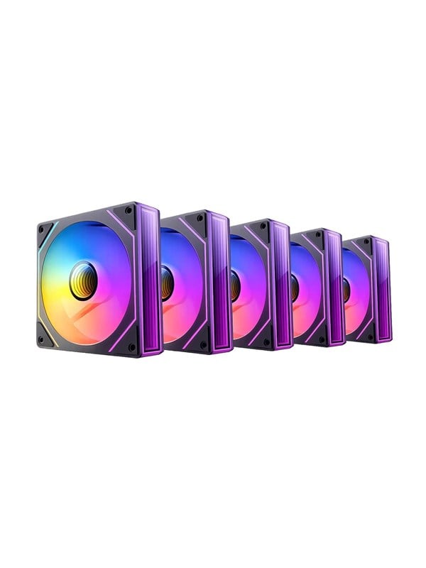DUTZO INF 120 PWM ARGB Reverse (5-pack) - Kabinet køler - 120mm - Sort med RGB LED lys - 28 dBA