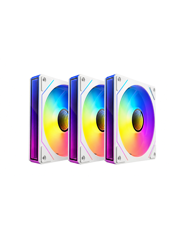 DUTZO INF 120 PWM ARGB Reverse (3-pack) - Kabinet køler - 120mm - Hvid med RGB - 28 dBA