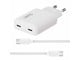 Mobil - Adaptere & Opladere - X2O 65W GaN Dual SLIM AVS Oplader (Inkl. 1.5 m USB-C til USB-C kabel) - Hvid - 01057