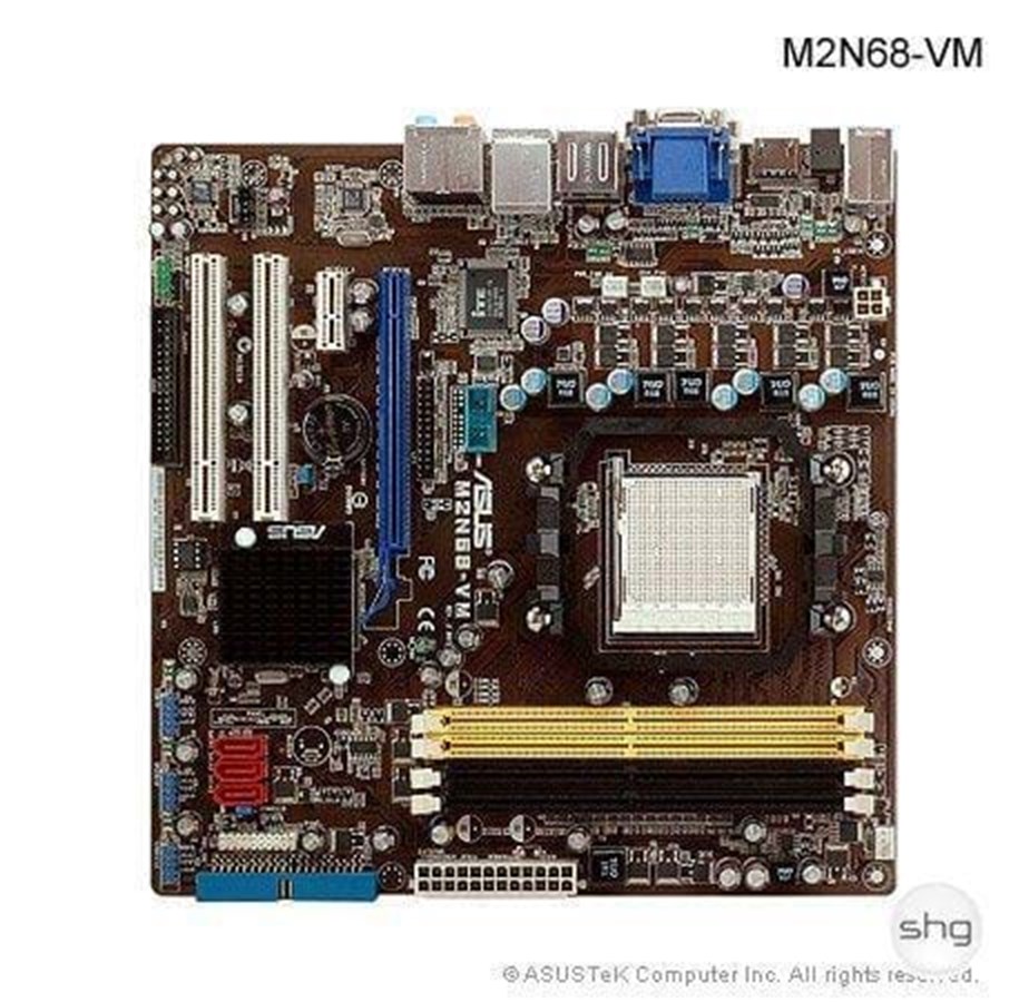 Bundkort - ASUS M2N68-VM Bundkort - NVIDIA GeForce 7050PV / nForce 630a - socket - DDR2 RAM - Micro-ATX - 90-MIB5U0-G0EAY0GZ