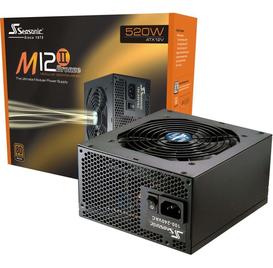 Strømforsyning - Seasonic M12II 520 EVO Strømforsyning - 520 Watt - 120 mm - ATX - 80 Plus Bronze certified - M12II-520