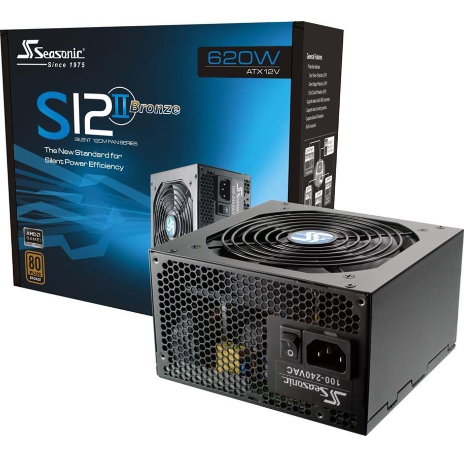 Strømforsyning - Seasonic S12II-620 Strømforsyning - 620 Watt - 120 mm - ATX - 80 Plus Bronze certified - S12II-620