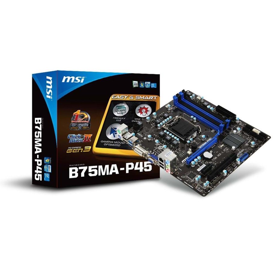 Bundkort - MSI B75MA-P45 Bundkort - Intel B75 Express - Intel LGA1155 - DDR3 RAM - Micro-ATX - B75MA-P45