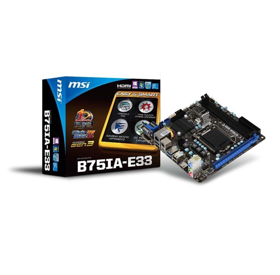 Bundkort - MSI B75IA-E33 Bundkort - Intel B75 Express - Intel LGA1155 socket - DDR3 RAM - Mini-ITX - B75IA-E33