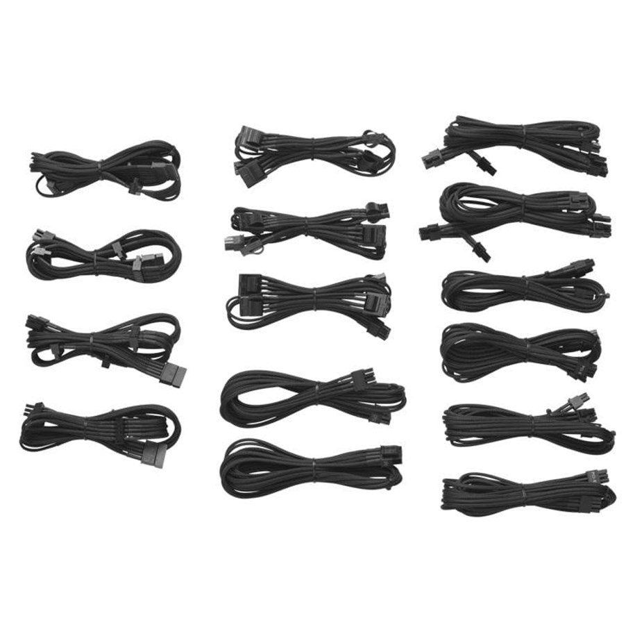 Strømkabel (intern) - Corsair Sleeved Cable Kit - Black - CP-8920045