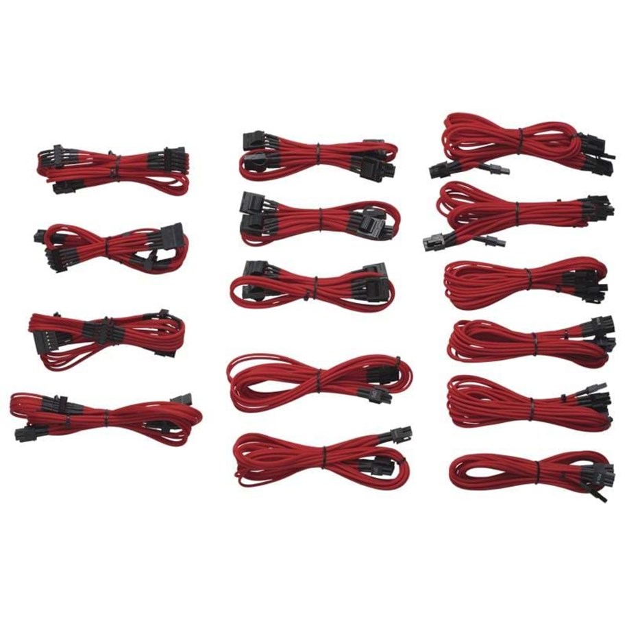 Strømkabel (intern) - Corsair Sleeved Cable Kit - Red - CP-8920049