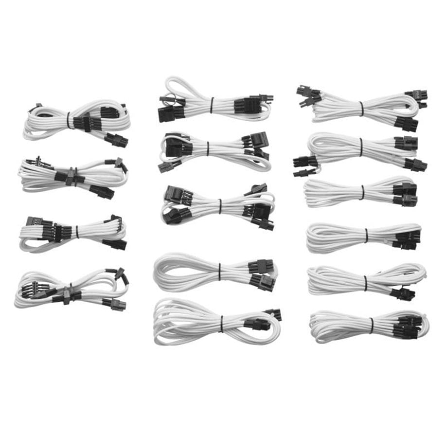 Strømkabel (intern) - Corsair Sleeved Cable Kit - White - CP-8920050