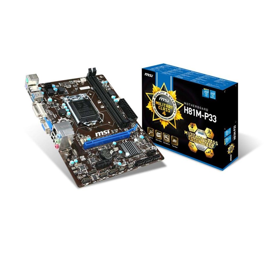 Bundkort - MSI H81M-P33 - Haswell Bundkort - Intel H81 Express - Intel LGA1150 socket - DDR3 RAM - Micro-ATX - H81M-P33