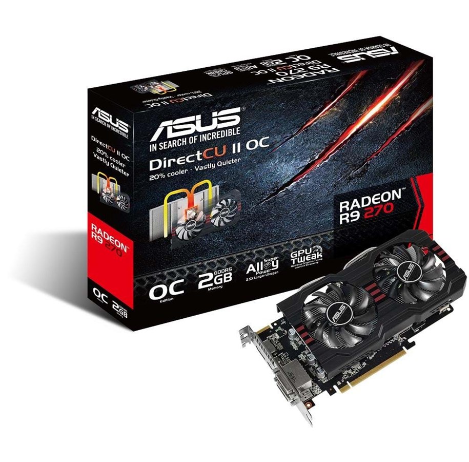 Grafikkort - ASUS Radeon R9 270 - 2GB GDDR5 RAM - Grafikkort - 90YV04X0-M0NA00